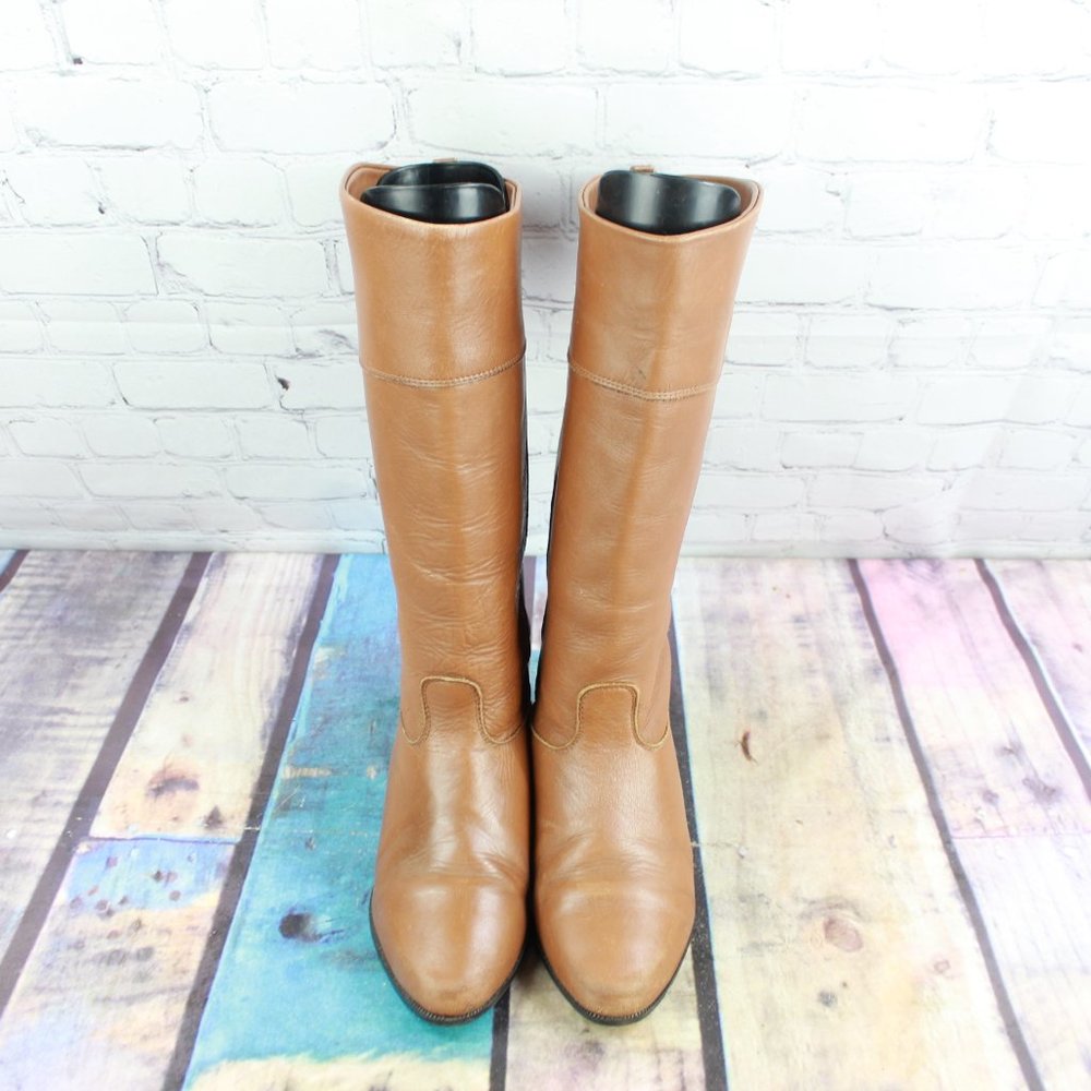 Vintage LL Bean Brown Leather Knee High Tall Riding Boot Size 6.5 B - Picture 5 of 9